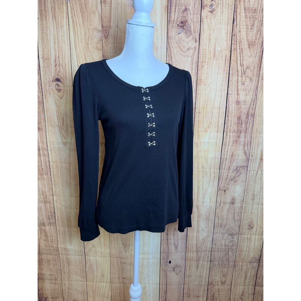 Chaser Ribbed Long Sleeved Basic Shirt Black Women's Size S